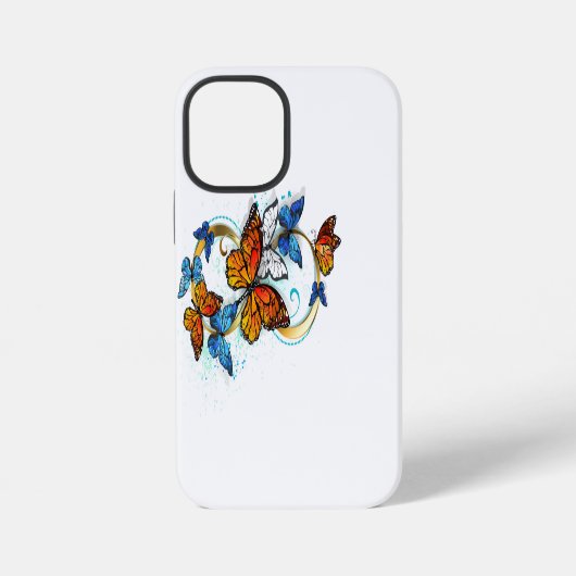 Coque iPhone 12 Mini Infinité de papillons monarques (Verso)