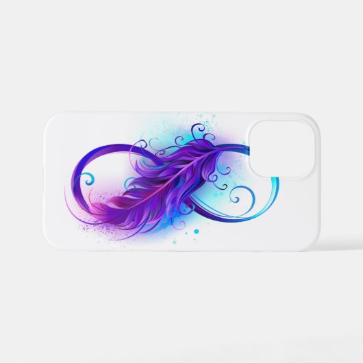 Coque iPhone 12 Mini Infinity with purple feather (Verso Horizontal)