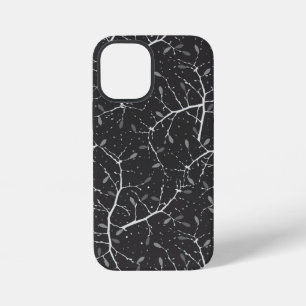 Coque iPhone 12 Mini Joli motif d'arbre noir et blanc