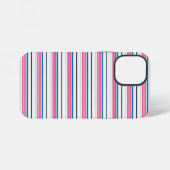 Coque iPhone 12 Mini Jolies rayures bleues blanches (Verso Horizontal)