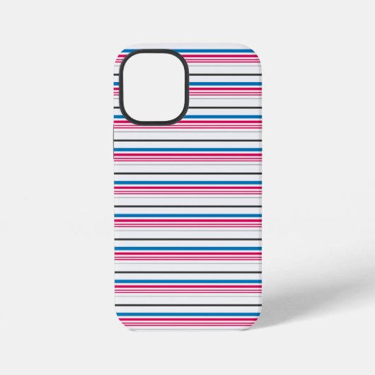 Coque iPhone 12 Mini Jolies rayures bleues blanches (Verso)
