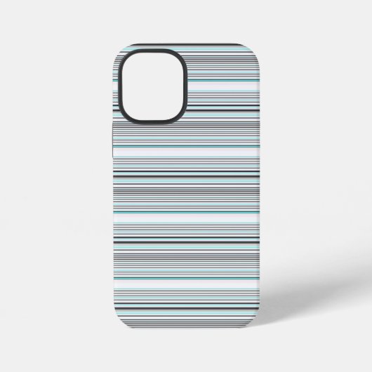 Coque iPhone 12 Mini Jolies rayures grises aqua (Verso)