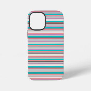 Coque iPhone 12 Mini Jolies rayures grises aqua