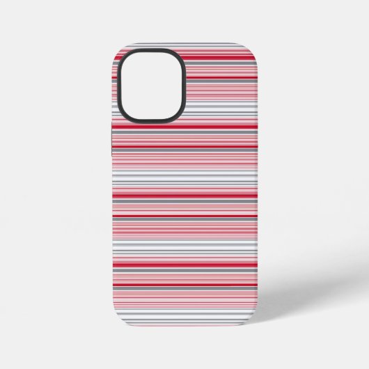 Coque iPhone 12 Mini Jolies rayures grises rouges (Verso)