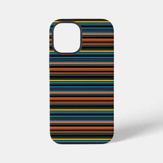 Coque iPhone 12 Mini Jolies rayures noires bleues (Verso)