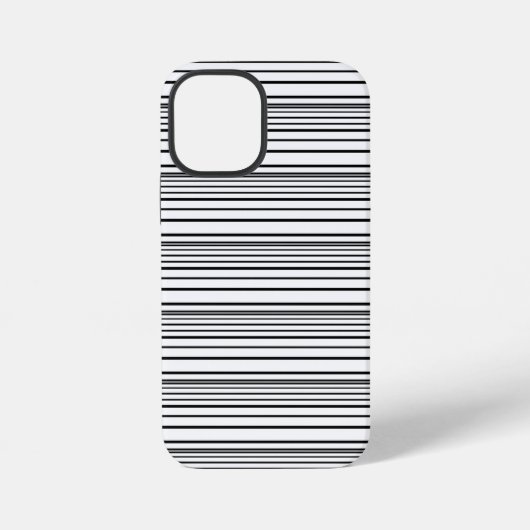 Coque iPhone 12 Mini Jolies rayures noires et blanches (Verso)