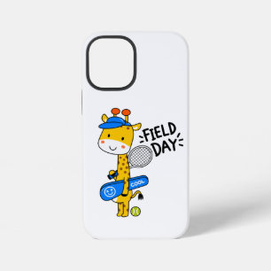 Coque iPhone 12 Mini Journée de terrain de tennis de la girafe mignonne