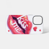 Coque iPhone 12 Mini Kiss Me Glossy Red Lips Art Illustration (Verso Horizontal)