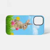 Coque iPhone 12 Mini Lapin dans les tulipes (Verso Horizontal)
