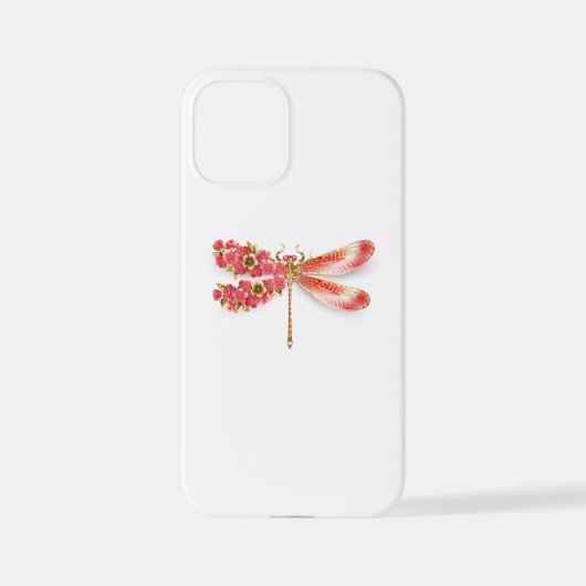 Coque iPhone 12 Mini Libellule fleur avec bijoux sakura (Verso)