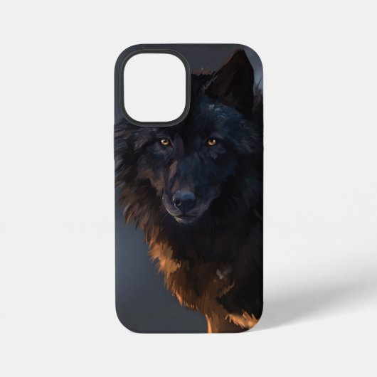 Coque iPhone 12 Mini Loup noir (Verso)