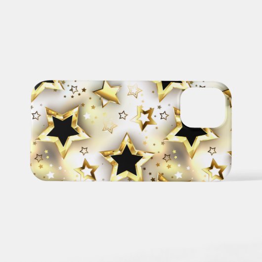 Coque iPhone 12 Mini Lumière transparente avec étoiles or (Verso Horizontal)