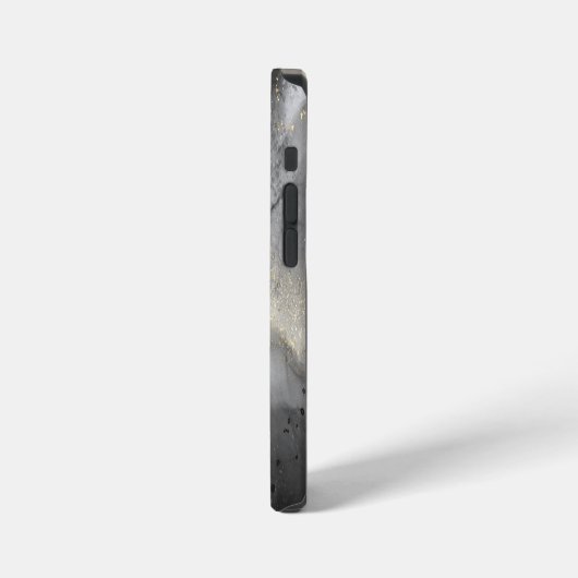 Coque iPhone 12 Mini Marbre Abstrait noir et or (Côté gauche)