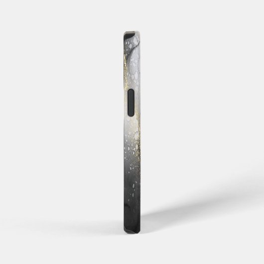 Coque iPhone 12 Mini Marbre Abstrait noir et or (Côté droit)