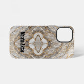 Coque iPhone 12 Mini Marbre blanc or fissuré moderne (Verso Horizontal)