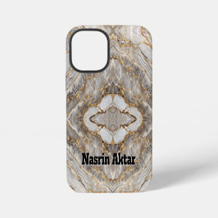 Coque iPhone 12 Mini Marbre blanc or fissuré moderne