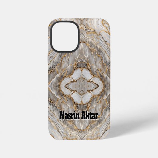 Coque iPhone 12 Mini Marbre blanc or fissuré moderne (Verso)