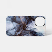 Coque iPhone 12 Mini Marbre bleu marine gris chic (Verso Horizontal)