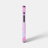 Coque iPhone 12 Mini Marbre Rose, Violet, Vert Menthe Art Monogrammé  (Côté gauche)