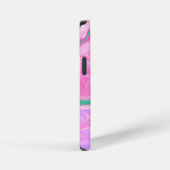 Coque iPhone 12 Mini Marbre Rose, Violet, Vert Menthe Art Monogrammé  (Côté droit)