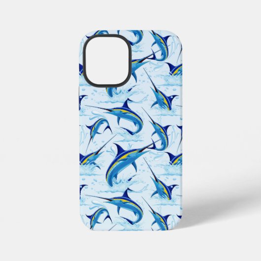 Coque iPhone 12 Mini Marlin Bleu Jaillissant de l'Océan (Verso)
