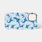 Coque iPhone 12 Mini Marlin Bleu Jaillissant de l'Océan (Verso Horizontal)