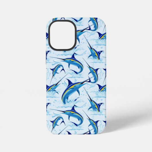 Coque iPhone 12 Mini Marlin Bleu Jaillissant de l'Océan (Verso)
