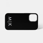 Coque iPhone 12 Mini Monogramme Moderne Noir et Blanc (Verso Horizontal)