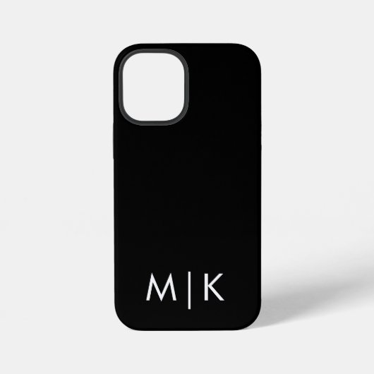 Coque iPhone 12 Mini Monogramme Moderne Noir et Blanc (Verso)