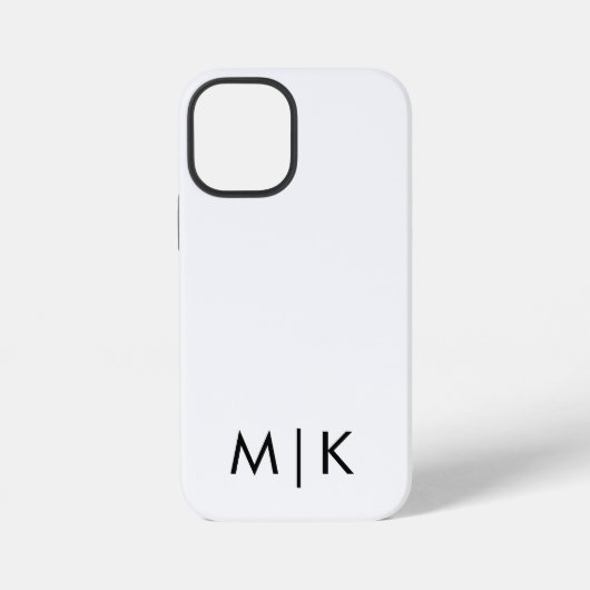 Coque iPhone 12 Mini  Monogramme Moderne Noir et Blanc  (Verso)