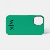Coque iPhone 12 Mini Monogramme Moderne Vert Bleu et Noir (Verso Horizontal)