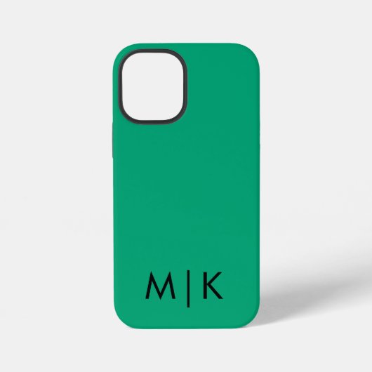 Coque iPhone 12 Mini Monogramme Moderne Vert Bleu et Noir (Verso)