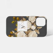 Coque iPhone 12 Mini Monogramme Rose Élégant Gris (Verso Horizontal)