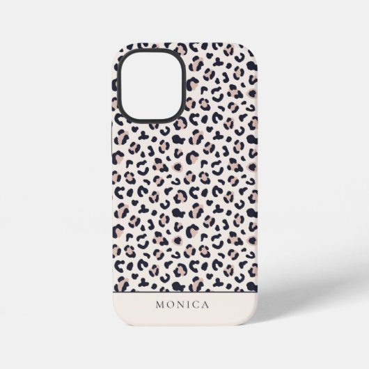 Coque iPhone 12 Mini monogramme rose poster de animal (Verso)