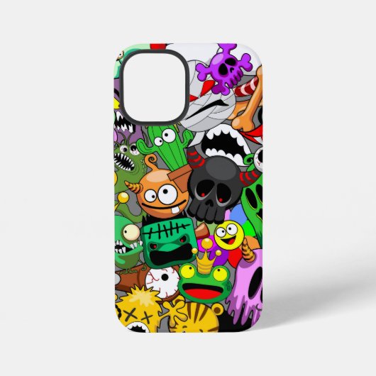 Coque iPhone 12 Mini Monstres caractères mignons Motif d'Halloween (Verso)