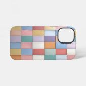 Coque iPhone 12 Mini Motif Abstrait en carreaux Pastel (Verso Horizontal)