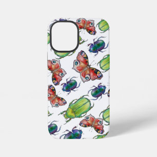 Coque iPhone 12 Mini Motif aquarelle de coléoptères et papillons