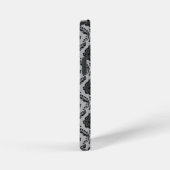 Coque iPhone 12 Mini Motif Damassé Rococo Noir sur Gris (Côté droit)