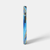 Coque iPhone 12 Mini Motif d'art en marbre bleu or clair (Côté gauche)
