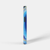 Coque iPhone 12 Mini Motif d'art en marbre bleu or clair (Côté droit)