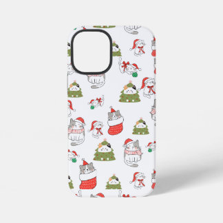 Coque iPhone 12 Mini Motif de chats de Noël mignons – Conception festiv