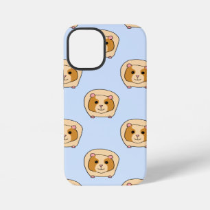 Coque iPhone 12 Mini Motif de cochons d'Inde sur bleu pastel.