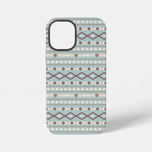 Coque iPhone 12 Mini Motif de formes aztèques rouille crème bleu sarcel