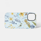 Coque iPhone 12 Mini Motif de marguerite bleu et jaune (Verso Horizontal)