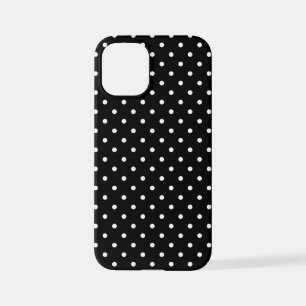 Coque iPhone 12 Mini Motif de point Polka Noir et Blanc Budget Classiqu