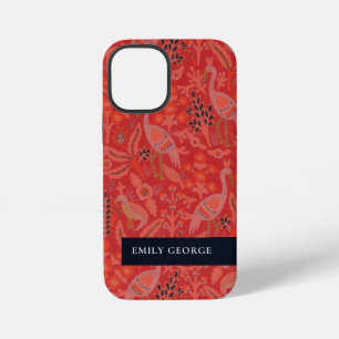 Coque iPhone 12 Mini Motif élégant orné rouge classe paon floral