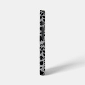 Coque iPhone 12 Mini Motif Feuille tombé noir sur gris (Côté gauche)