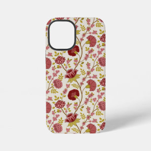Coque iPhone 12 Mini Motif floral jacobéen rouges roses or crème
