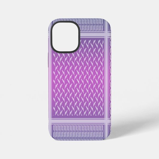 Coque iPhone 12 Mini Motif Keffiyeh Dégradé Violet Moderne (Verso)
