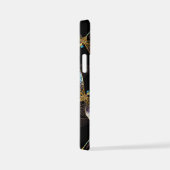 Coque iPhone 12 Mini Motif sans couture avec libellules d'or (Côté droit)